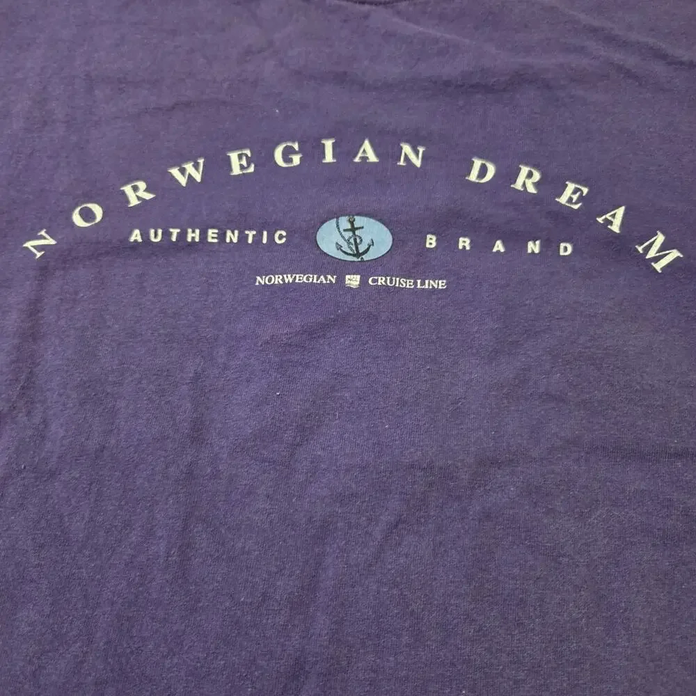 Vtg 90s Norwegian Dream Cruise Line T-Shirt XL Purple‎ Single Stitch Made in USA